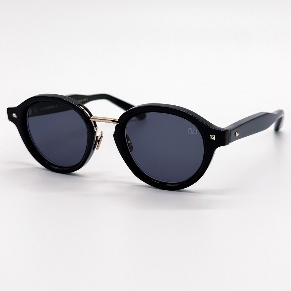 NEW VALENTINO SUNGLASSES VLS-132A BLACK/GRAY MEN ROUND EYEWEAR - Picture 2 of 8